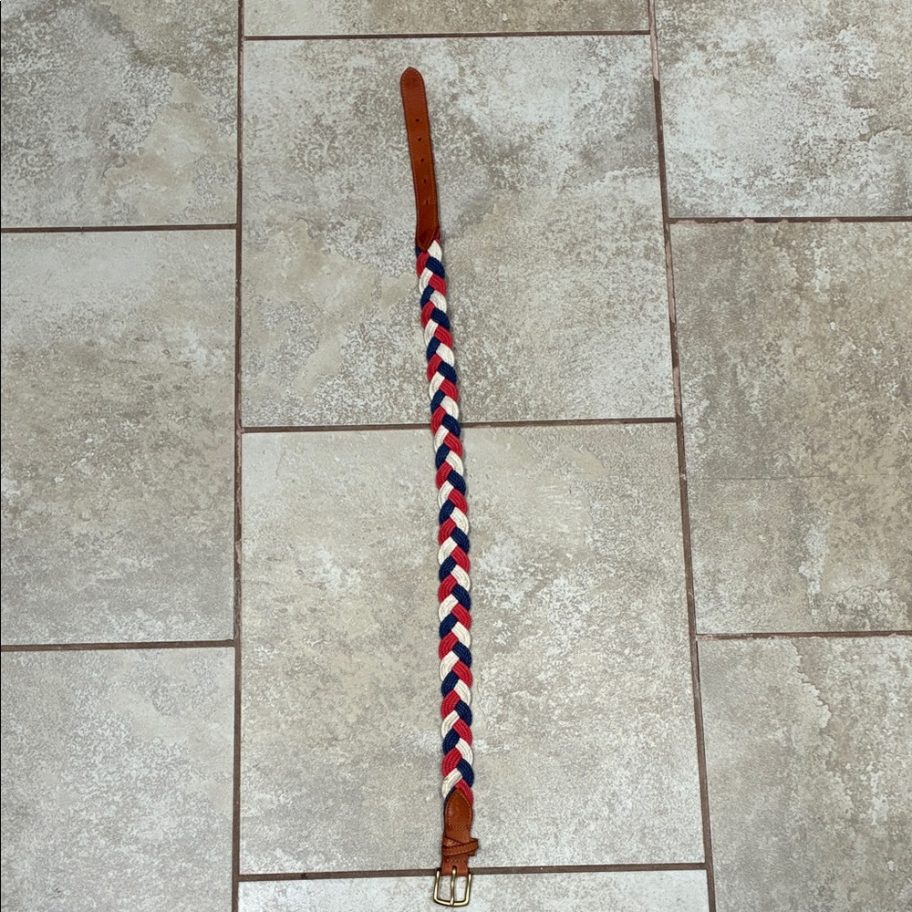 Brooks Brothers Red White and Blue Braided Leather Belt